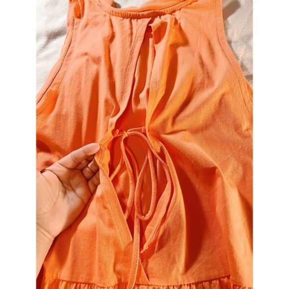 Favlux Fashion Women's Dark Orange Peach Mini Dress Sleeveless Open Back‎ Size M - Picture 3 of 8
